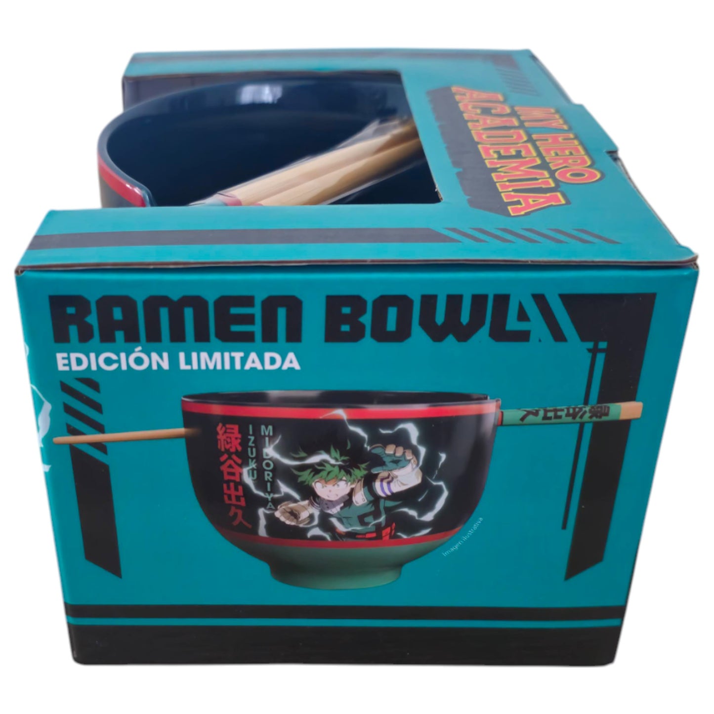 Ramen Bowl Izuku Midoriya (Deku) My Hero Academia Palillos de bambú