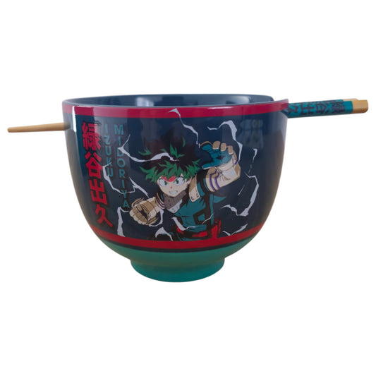 Ramen Bowl Izuku Midoriya (Deku) My Hero Academia Palillos de bambú