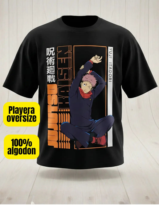 Playera Jujutsu Kaisen Itadori Mascara De Latex Oversize