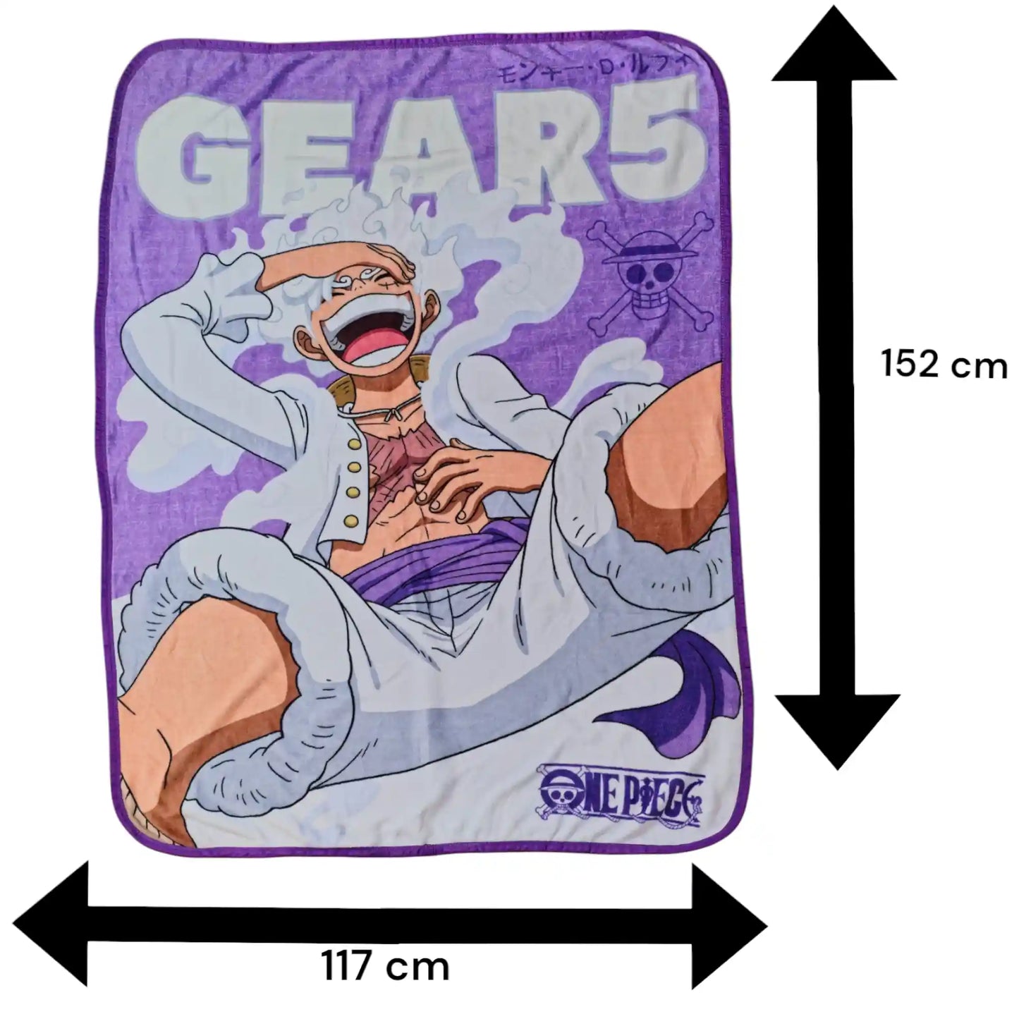 Cobija Luffy Gear 5 One Piece con medidas 152x117 cm