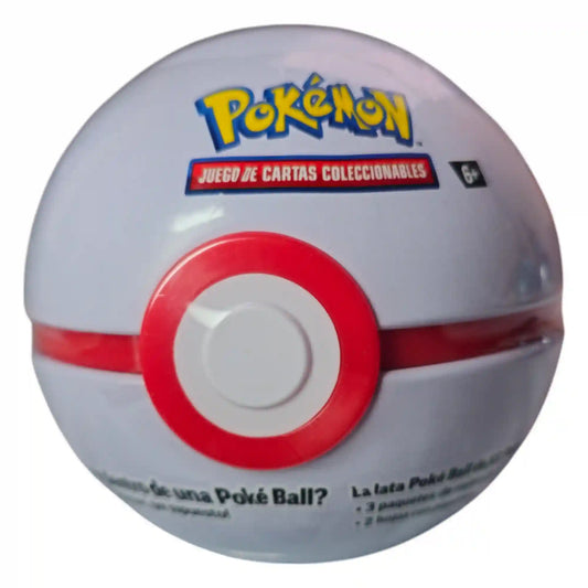 Premier Ball metálica Pokémon TCG con cartas coleccionables originales