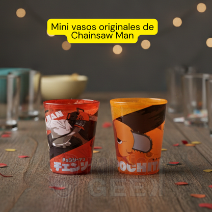 Mini Vasos Chainsaw Man Denji Y Pochita Originales 44ml