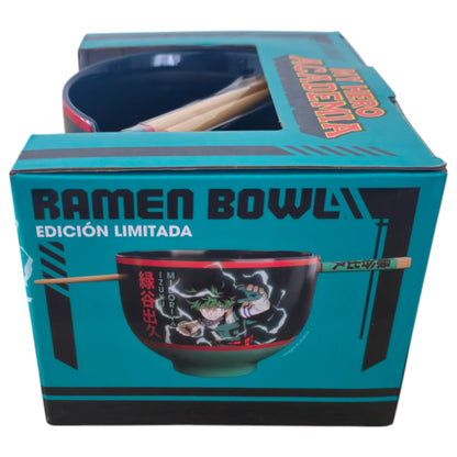 Ramen Bowl Izuku Midoriya (Deku) My Hero Academia Palillos de bambú