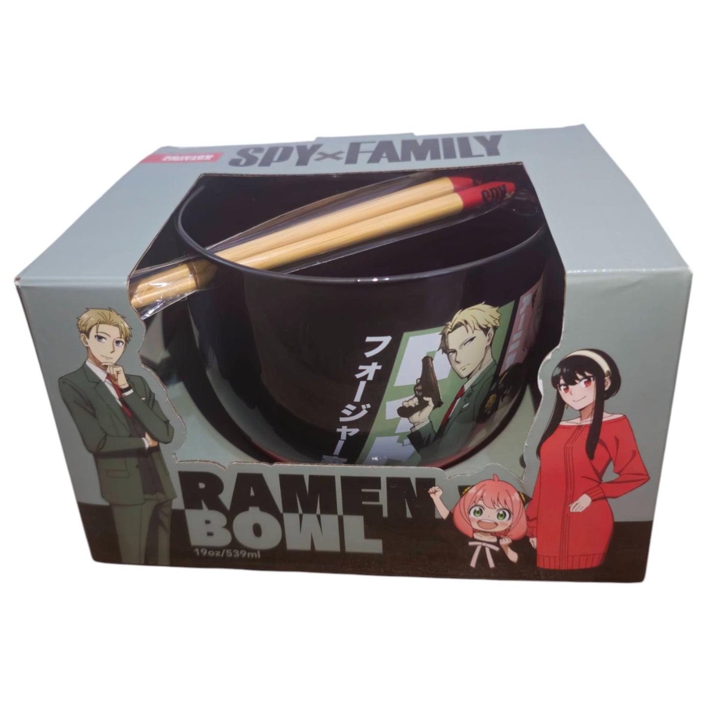 Ramen Bowl Spy x Family Loid Anya Yor Con Palillos Oficial Negro
