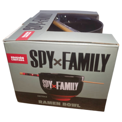 Ramen Bowl Spy x Family Loid Anya Yor Con Palillos Oficial Negro