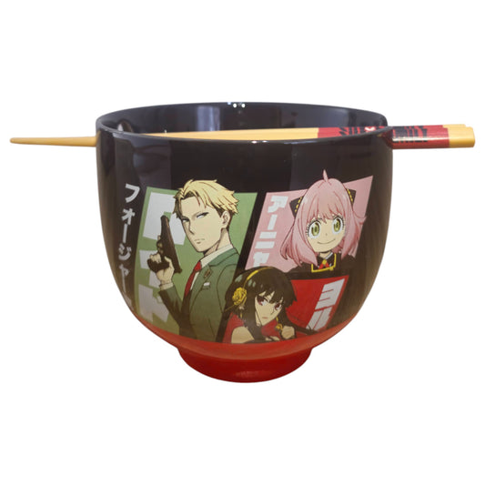 Ramen Bowl Spy x Family Loid Anya Yor Con Palillos Oficial Negro