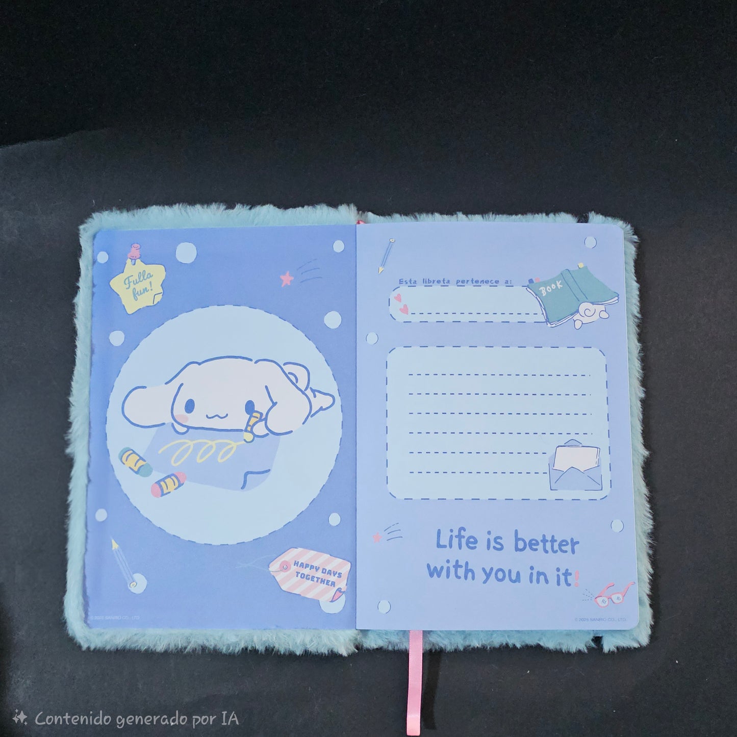 Libreta Cinnamoroll Peluche Sanrio Original + Set de Stickers