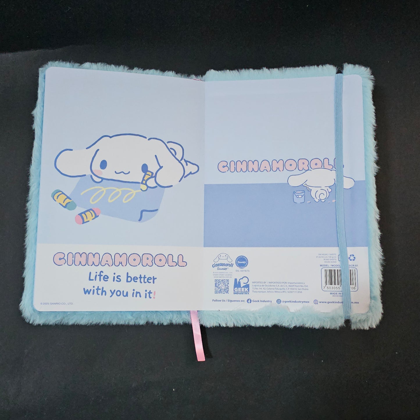 Libreta Cinnamoroll Peluche Sanrio Original + Set de Stickers