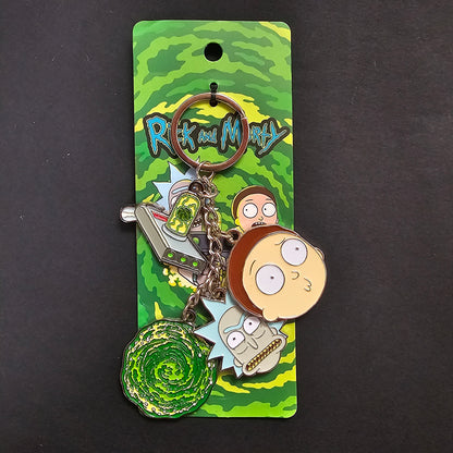 Llavero Rick And Morty 4 Dijes Metalico