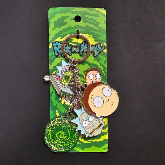 Llavero Rick And Morty 4 Dijes Metalico