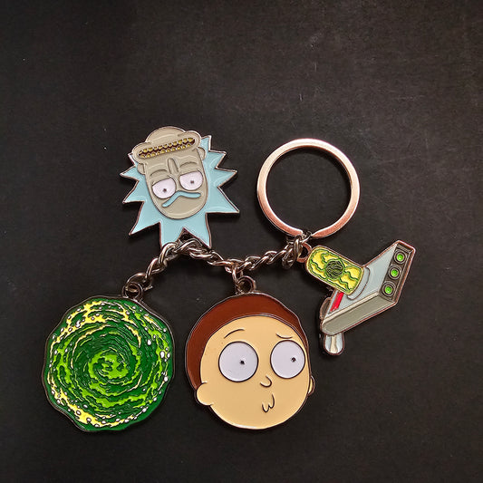 Llavero Rick And Morty 4 Dijes Metalico