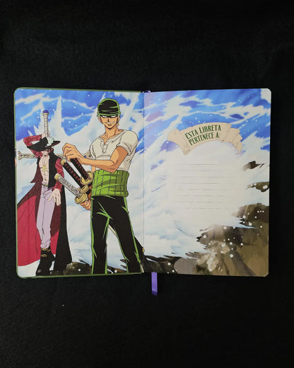 Libreta One Piece Roronoa Zoro Pasta Dura Original
