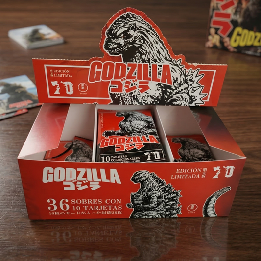 Caja Godzilla Tarjetas Coleccionables 36 Sobres 70 aniversario