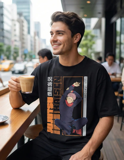 Playera Jujutsu Kaisen Itadori Mascara De Latex Oversize