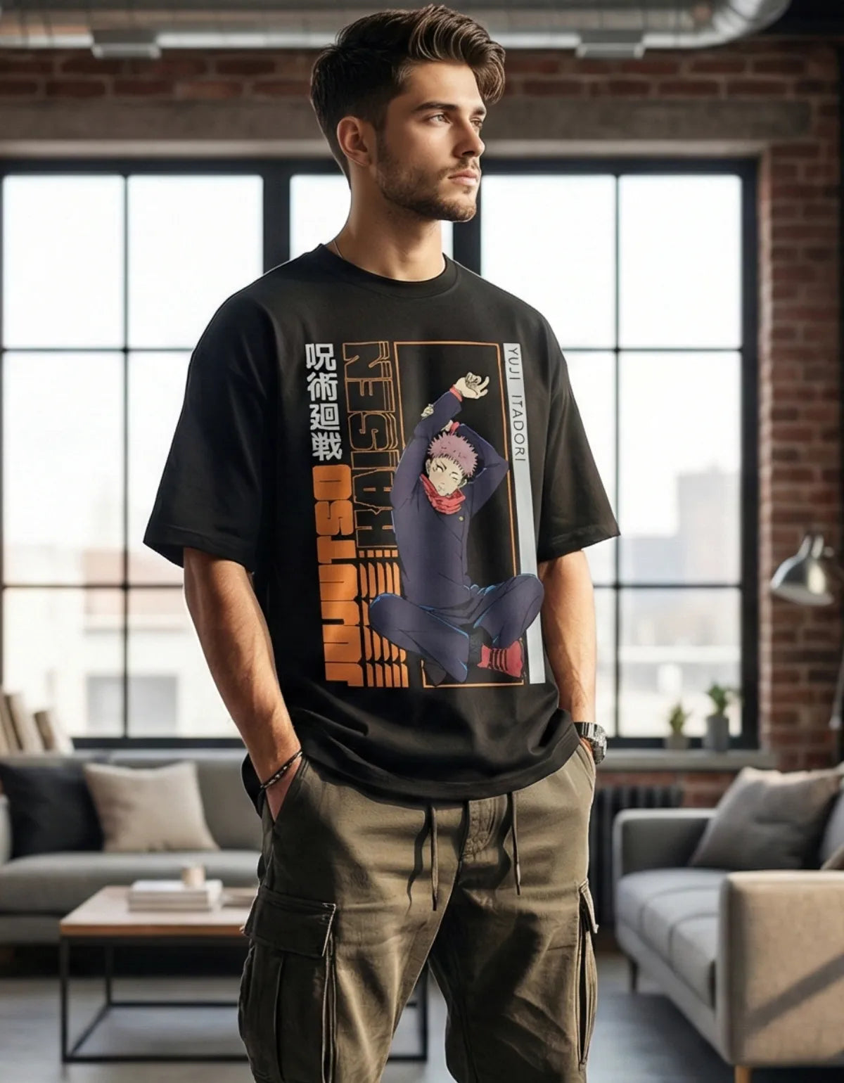 Playera Jujutsu Kaisen Itadori Mascara De Latex Oversize