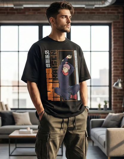 Playera Jujutsu Kaisen Itadori Mascara De Latex Oversize