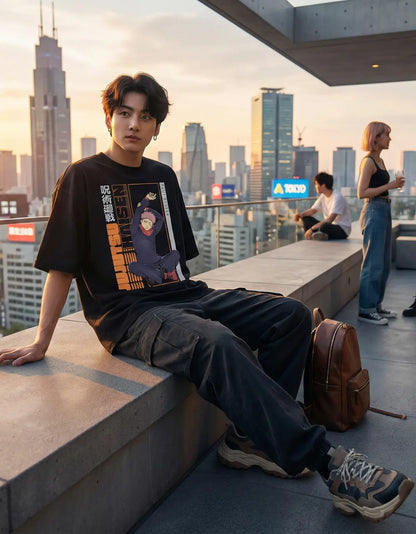 Playera Jujutsu Kaisen Itadori Mascara De Latex Oversize