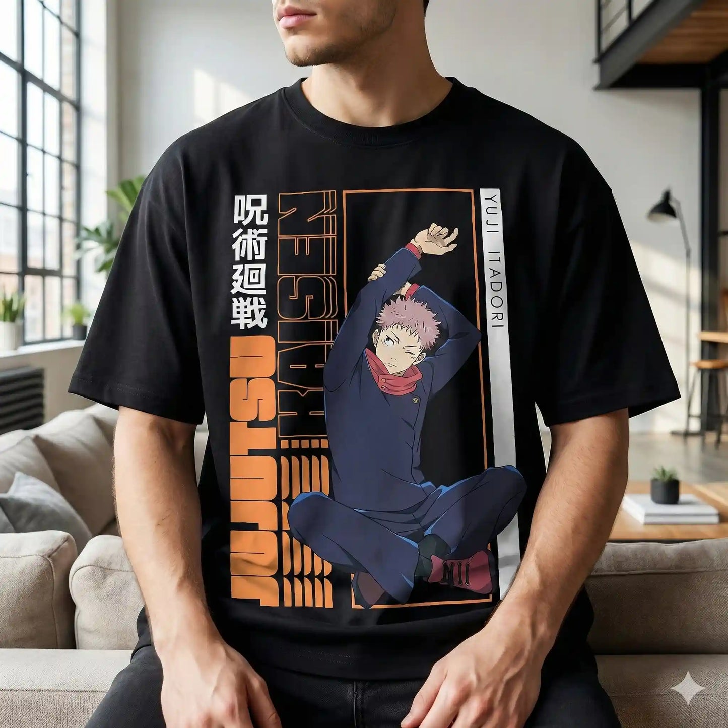 Playera Jujutsu Kaisen Itadori Mascara De Latex Oversize