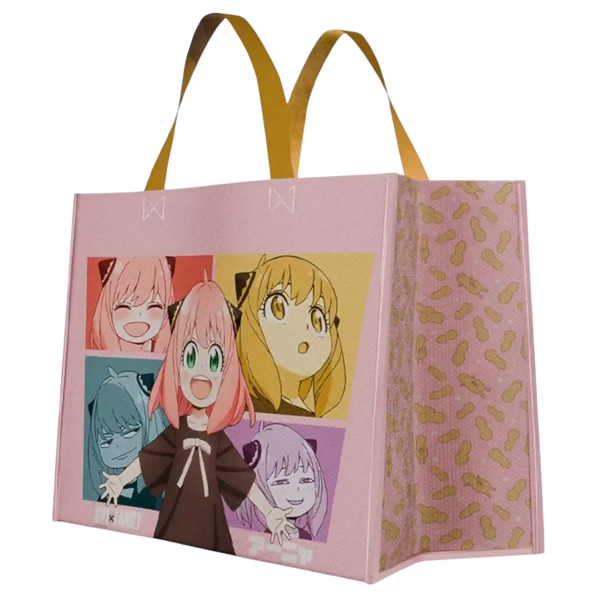 Bolsa ecológica rosa de Anya Forger con expresiones divertidas de Spy x Family