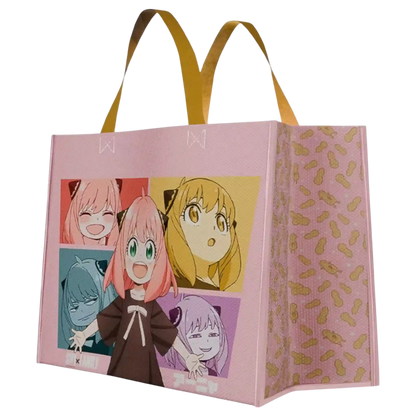 Bolsa ecológica rosa de Anya Forger con expresiones divertidas de Spy x Family