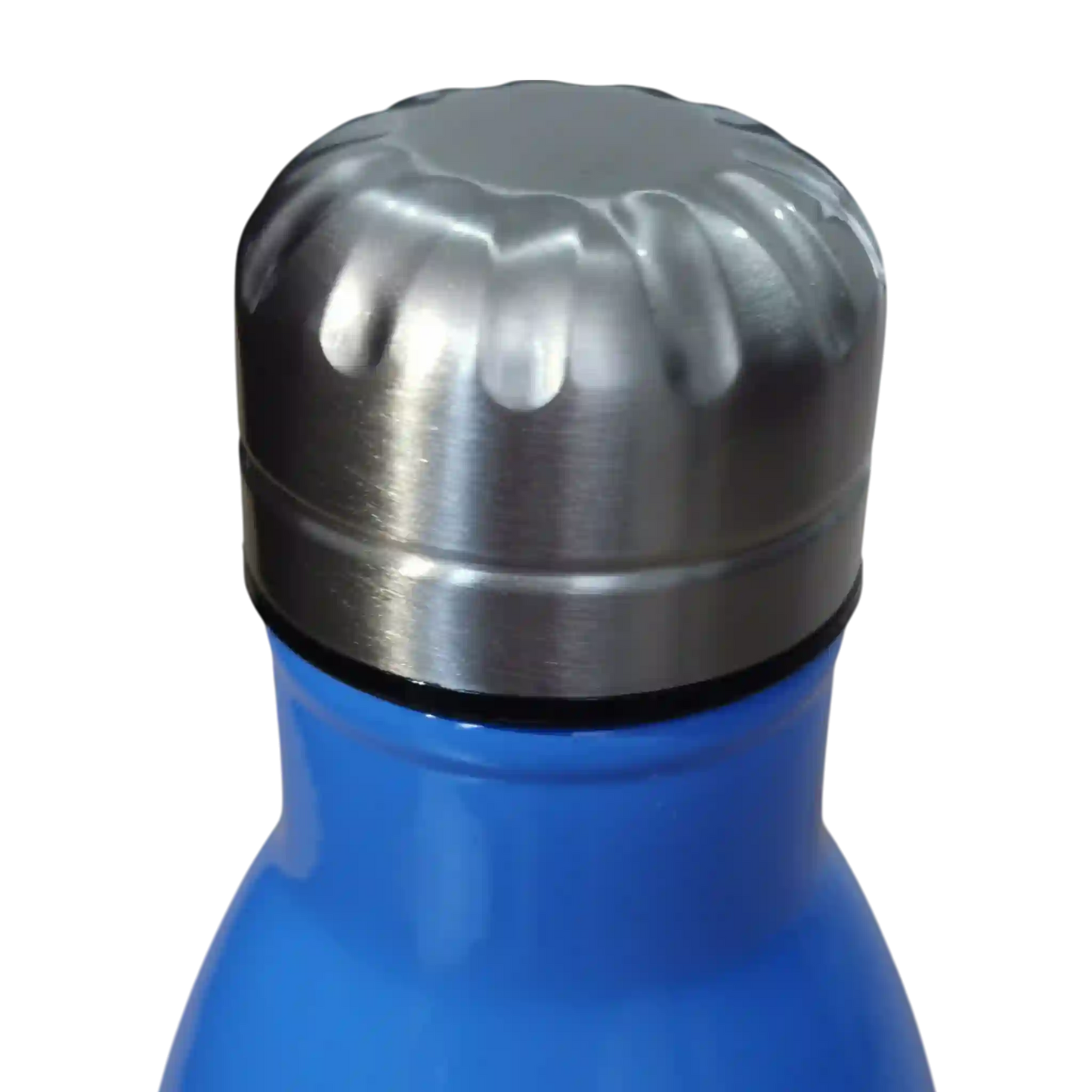 Tapa de acero inoxidable en botella azul de Digimon con cierre de rosca