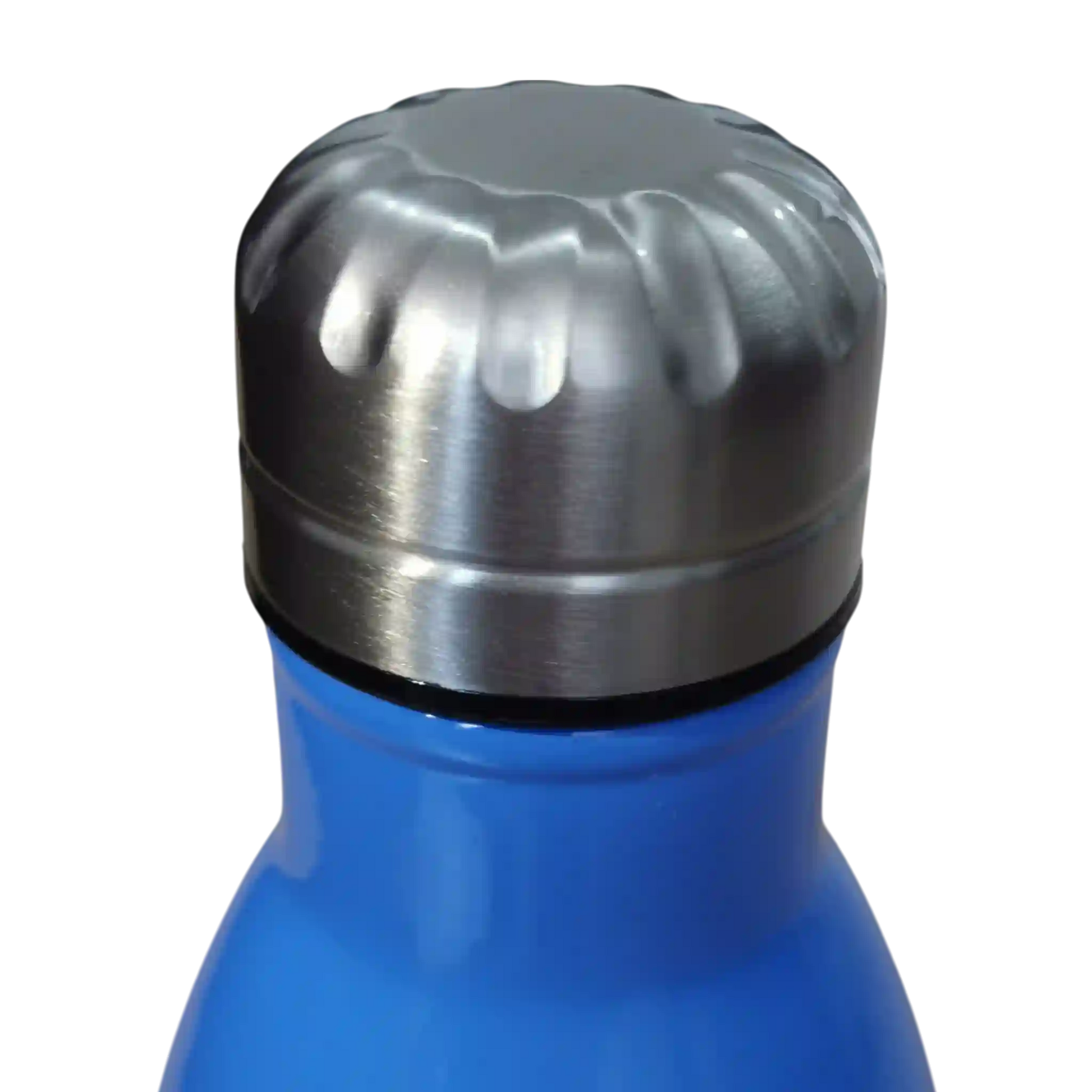 Tapa de acero inoxidable en botella azul de Digimon con cierre de rosca