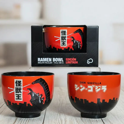Ramen Bowl Godzilla Palillos Cerámica Original 539ml