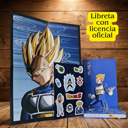 Libreta Dragon Ball Z Vegeta Pasta Dura 100 Hojas Stickers