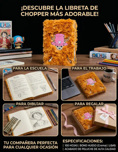 Libreta One Piece Chopper Peluche Original + Stickers