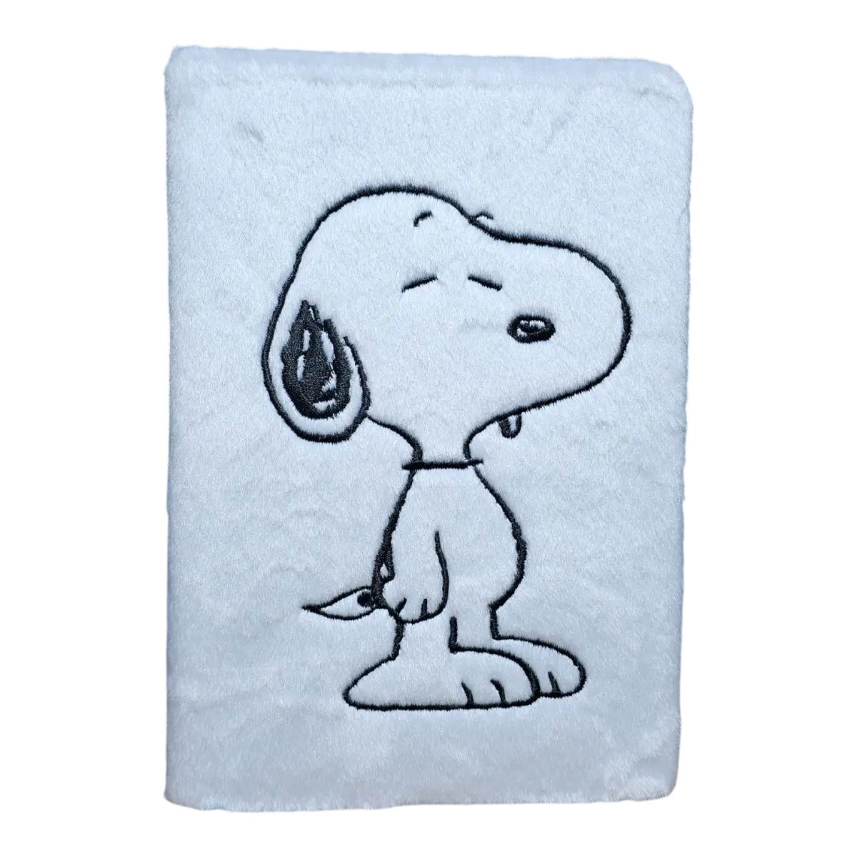 Libreta Snoopy Peluche Blanco Bordada + Calcomanías oficial