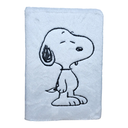 Libreta Snoopy Peluche Blanco Bordada + Calcomanías oficial