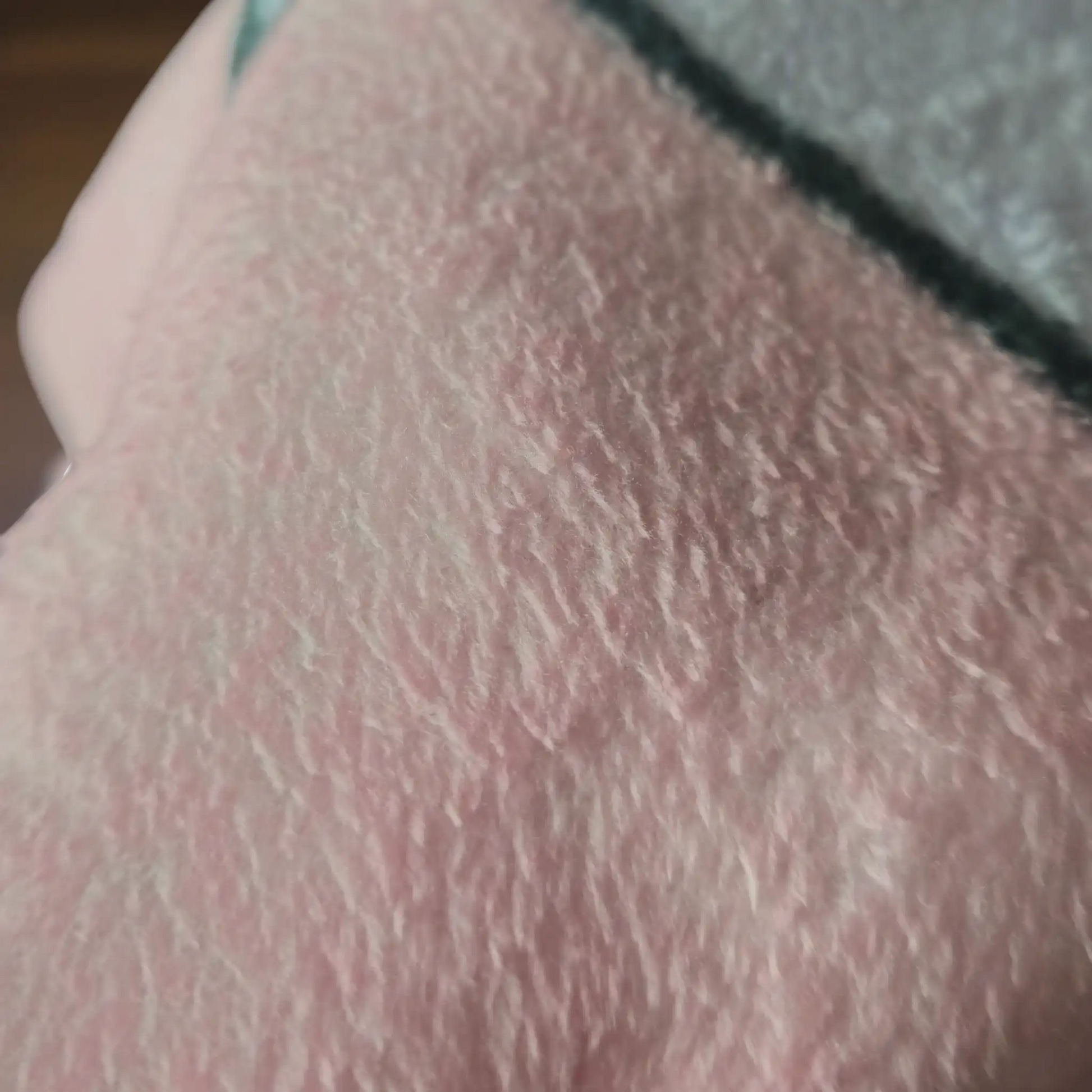 Detalle de textura suave de la cobija de Patricio Estrella con acabado afelpado en color rosa