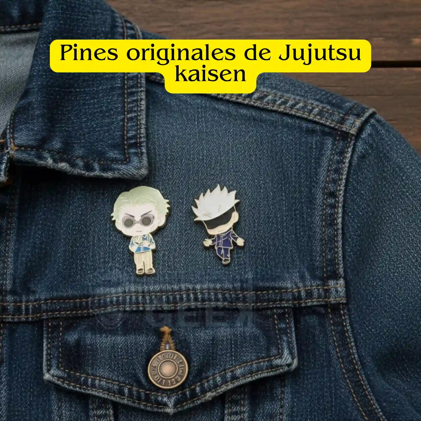 Pines Jujutsu Kaisen Gojo Y Nanami Original Metal Dorado