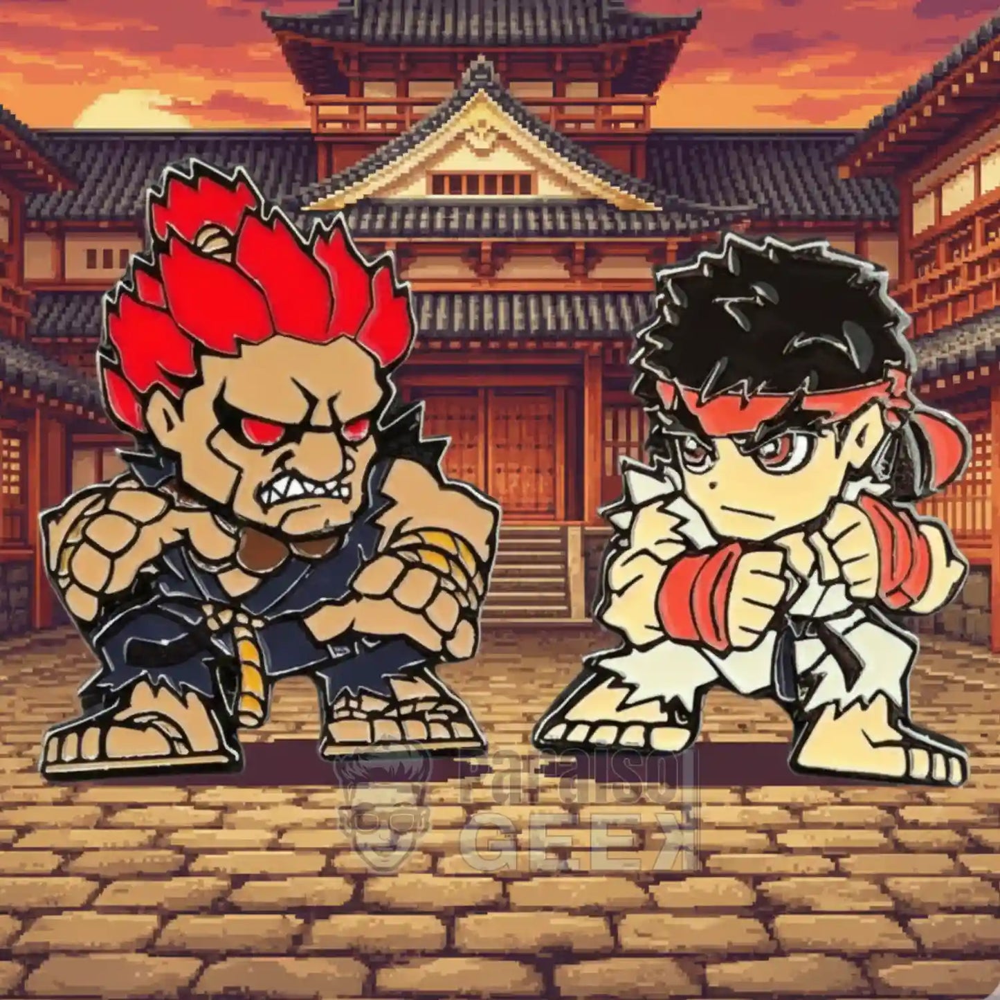 Pines Street Fighter Ryu Vs Akuma Original Capcom Metal