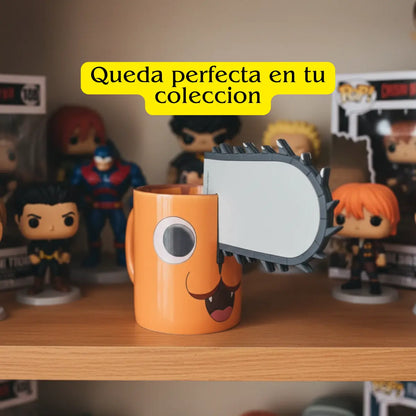 Taza Chainsaw Man Pochita Con Portavaso 330ml