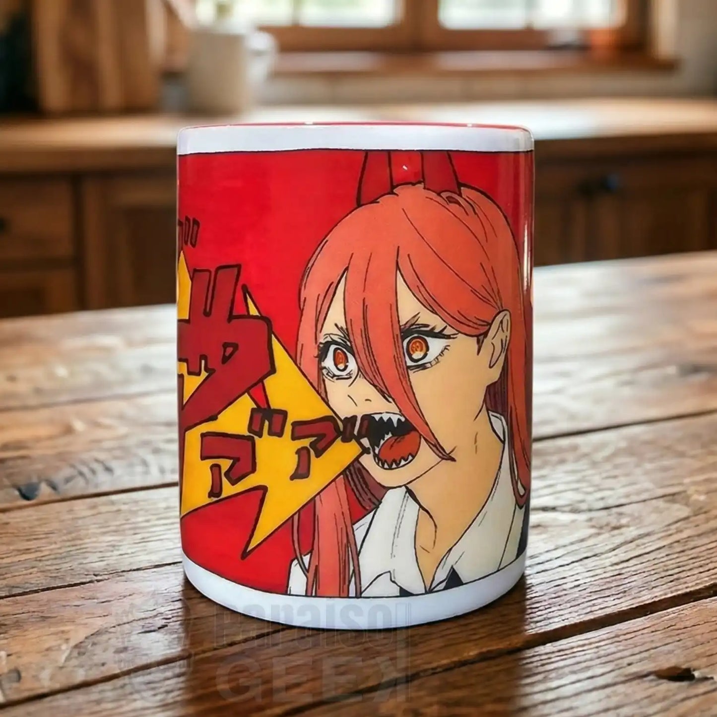 Taza Chainsaw Man Power Original Interior Rojo 330ml