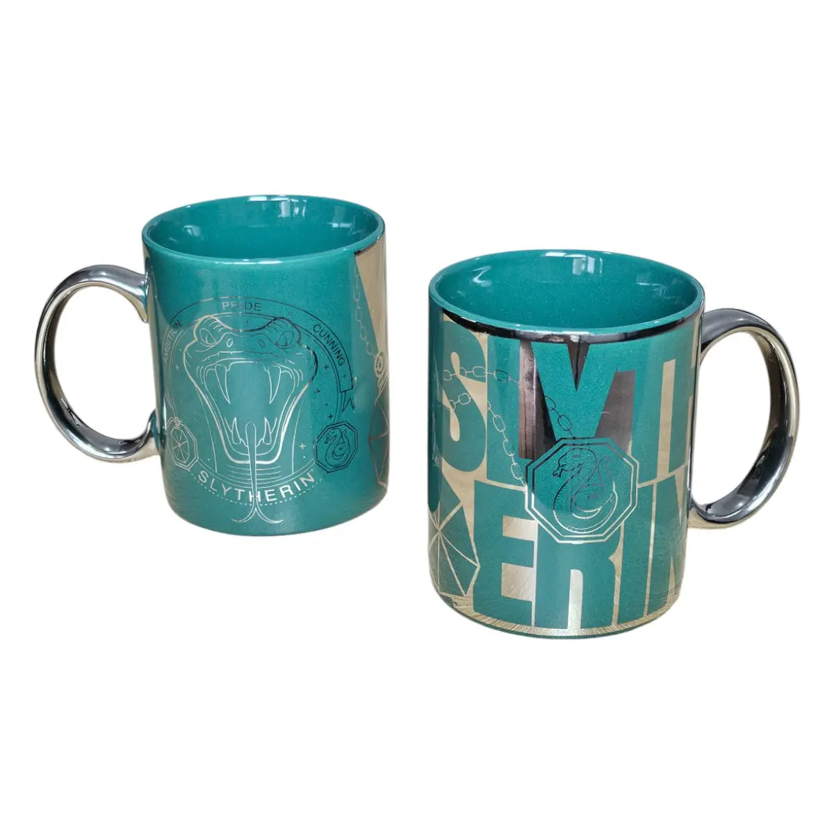 Taza Harry Potter Slytherin Cerámica Acabado Metálico 330ml