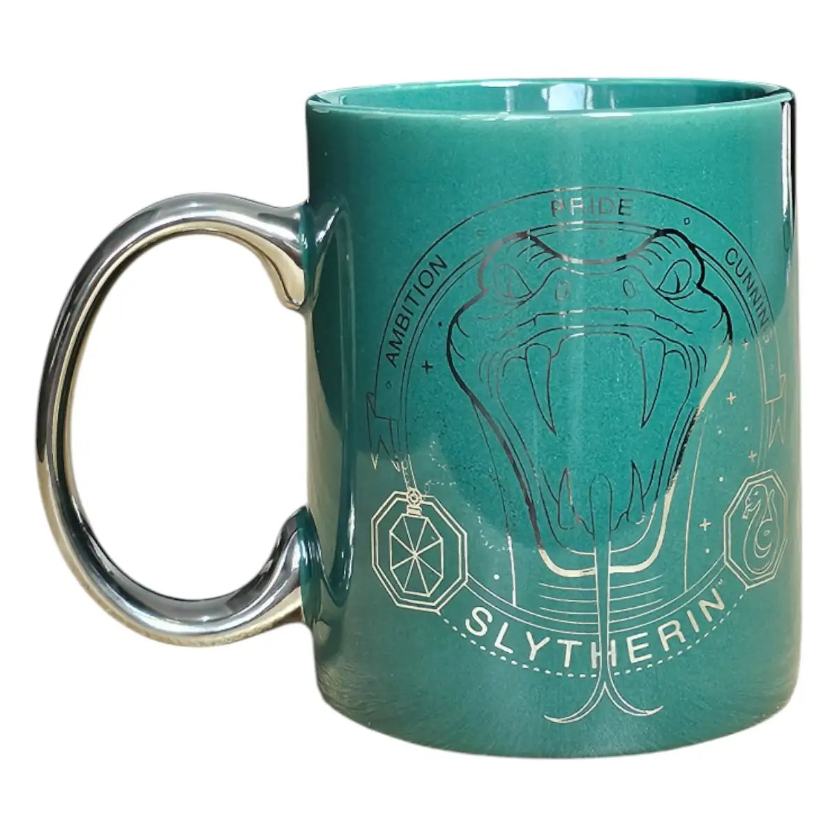 Taza Harry Potter Slytherin Cerámica Acabado Metálico 330ml