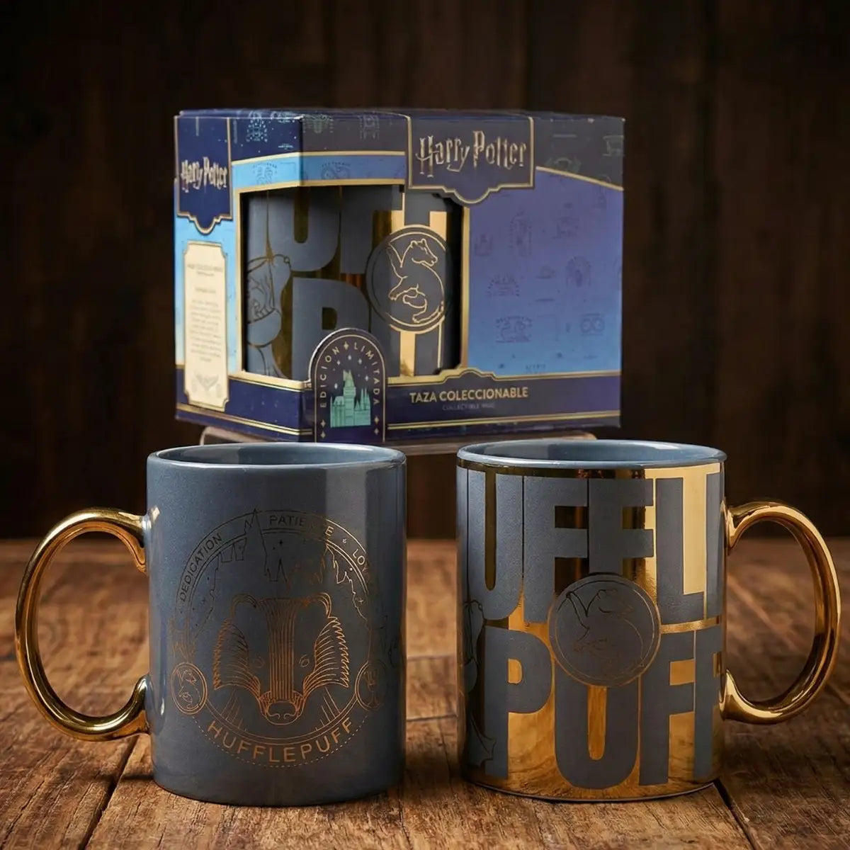 Taza Harry Potter Hufflepuff Cerámica Acabado Metálico 330ml