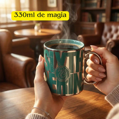 Taza Harry Potter Slytherin Cerámica Acabado Metálico 330ml