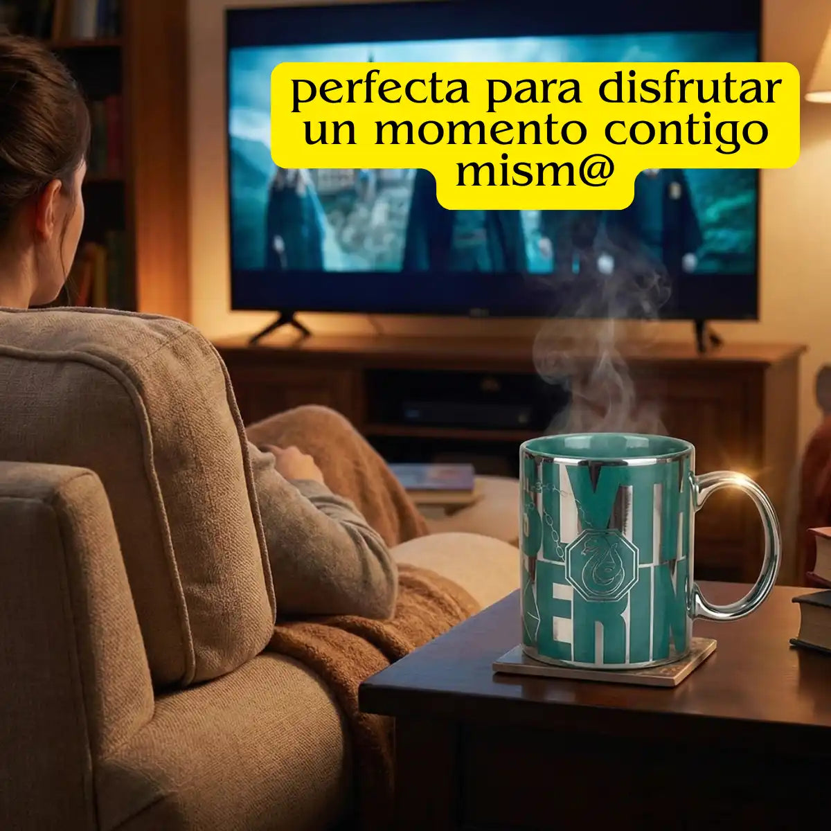 Taza Harry Potter Slytherin Cerámica Acabado Metálico 330ml