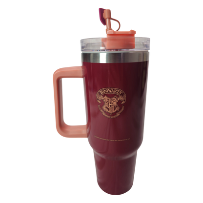 Parte trasera del termo Gryffindor con escudo de Hogwarts en dorado
